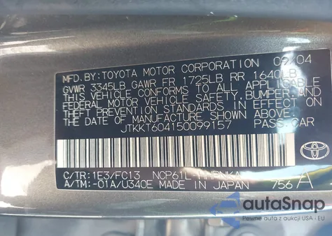 2005 Scion Xa from USA, damaged, VIN JTKKT604150099157